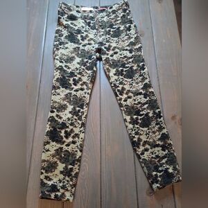 Anthropologie Pilcro Floral Skinny Jeans Button Fly Size 26 Boho Cottagecore